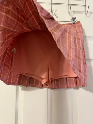 Amazon Pink Plaid Pleated Mini Skirt thumbnail 3
