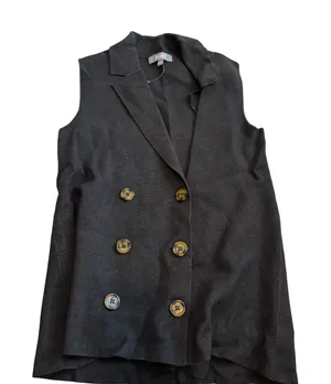 Marled Reunited Vest Small Charcoal Double‎ Breasted Knit Sleeveless Blazer thumbnail 1