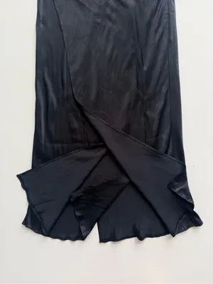 Zara Satin Effect Black Midi Wrap Skirt size Medium thumbnail 5