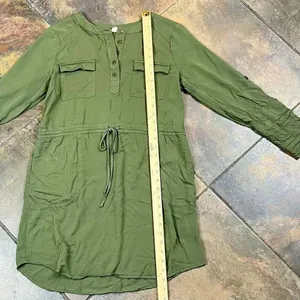 Altar’d State Olive Green Long Sleeve Drawstring Dress Medium thumbnail 7