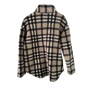 Koolaburra‎ by UGG Plaid Fleece Pullover Quarter Zip Jacket Women's Medium Tan thumbnail 8
