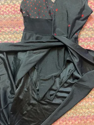Asymmetrical Black Dress DANCE COSTUME Red RHINESTONE Embellishments thumbnail 4