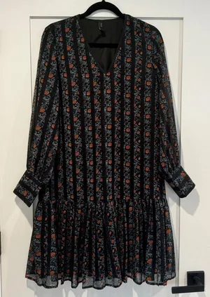 ASOS Y.A.S chiffon smock dress with drop hem mixed floral and stripes size S thumbnail 8