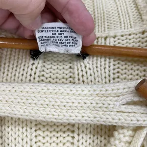Vintage Monarch Knits Cable‎ Knit Hooded Toggle Cardigan Sweater Ivory Size L thumbnail 6