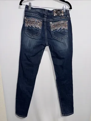 Miss Me Standard Skinny Jeans Dark Wash Embellished Pockets Size 28 ME8845SR thumbnail 5