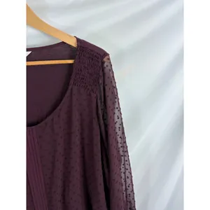 LC Lauren Conrad Purple Swiss Dot Long Sleeve Blouse Size XL thumbnail 2