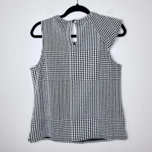 Anthropologie Dolan Medium Left Coast Callan Ruffled‎ Houndstooth Top Sleeveless thumbnail 5