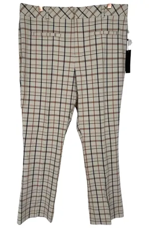 NWT Anthropologie Essential Collection Plaid Trouser Pants Ivory Check Size‎ 16T thumbnail 1