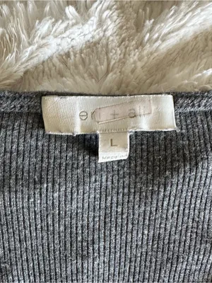 Eri & Ali Faux Wrap Long Sleeve Ribbed Top Charcoal Western Whimsy Anthropologie thumbnail 3