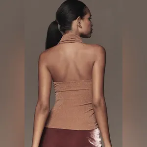 Anthropologie Pilcro Halter Cowl-Neck Tank Top - Copper thumbnail 2