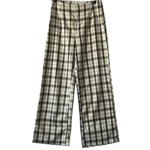 Princess Polly Euros‎ Plaid Wide Leg Trousers Pants Size 6 Black Cream Checkered thumbnail 2