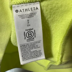 ATHLETA Easy Fleece 1/2 Zip Hoodie Citron Yellow‎ Neon Sweatshirt Womens Small thumbnail 4