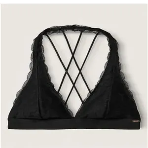 PINK Victoria’s Secret Black Lace Strappy Back Halterneck Bralette thumbnail 3