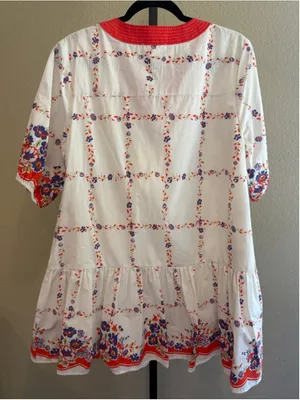 Entro Garden Floral Babydoll Mini Dress in Tomato Size S thumbnail 3