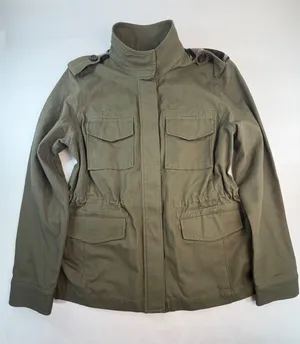 Lucky Brand Women Olive Green Plaid Back Utility Military Jacket Large 7W30591 thumbnail 1