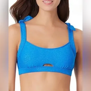 NWOT Sugar Beach Cobalt Blue Glitter Chevron Swim Bikini Set Sz Medium thumbnail 4