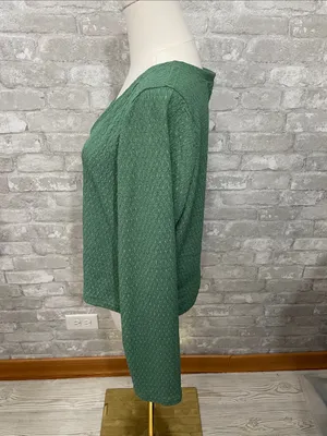 Madewell Crinkle V-Neck Button-Front Cardigan in Trellis Green thumbnail 2