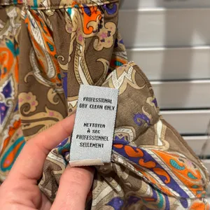 Tibi 100%‎ Silk Paisley Mini Dress Women 4 Brown Orange Ruffle Sleeve Boho Y2k thumbnail 7