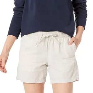 Amazon Essentials Women's 4.5" Inseam Drawstring Linen Blend Short M Tan Size M thumbnail 1