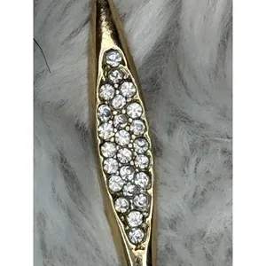 Gold Tone Marquise Pave Crystal Lever Back Drop Earrings Clear Rhinestone thumbnail 5