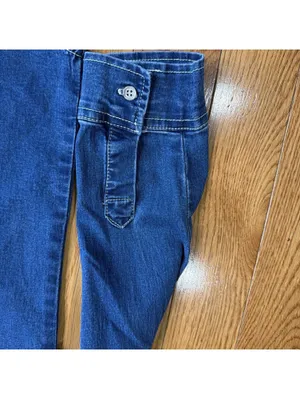Size Large Women’s True Religion Western Denim Shirt Crystal Horseshoe thumbnail 7