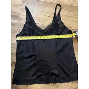 Source Unknown Camisole Tank Top Wm Sm Black Satin Lace Trim Lingerie Cami Y2K Romantic Goth thumbnail 4