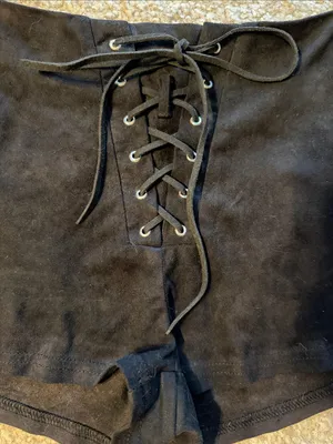 iHeartRaves Black Suede Lace-Up High Waisted Shorts thumbnail 2