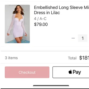 Oh Polly Embellished long sleeve in lilac dress thumbnail 4