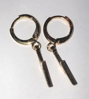 Gold Tone Dainty Dangling Lightning Bolt Boho Pierced Earrings thumbnail 4