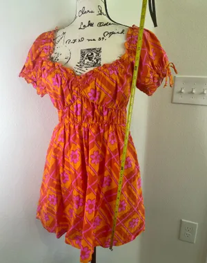 Show me Your Mumu x Barbie Mini dress Sz XS Hot pink /Orange thumbnail 3