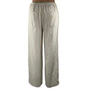 Zara Women's White Cream High Waisted Wide Leg Drawstring Trousers Pants Size M thumbnail 3
