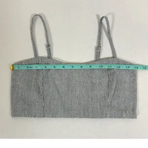 Brandy Melville Blue White Pinstripe Smocked Crop Cami Top Adjustable Straps thumbnail 2