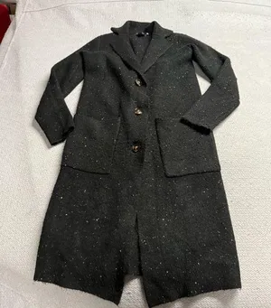 Ann Taylor Black Women's Longline Collared Sweater Coat Coatigan XSmall Pockets thumbnail 1