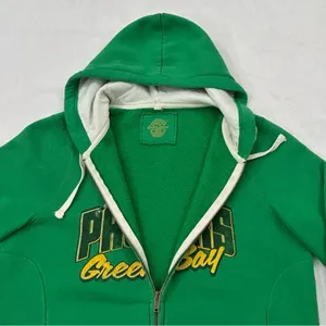 Retro Sport Green Bay Packers Football Green Full Zip Hoodie Sweatshirt Womens L thumbnail 4