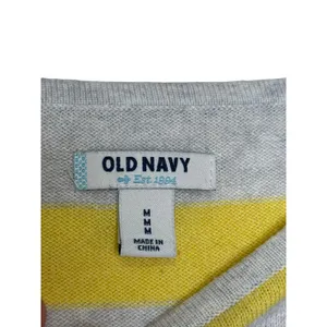 Old Navy Women's Sweater Striped Long Sleeve Lightweight Gray/Yellow Sz.‎ Medium thumbnail 3