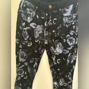 7 For All Mankind Sequin Embellished Skinny Jeans Black Blue Size 25 thumbnail 11