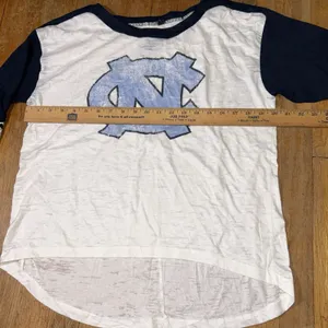 Three Square UNC Tar Heels Women XL Raglan Burnout T-Shirt Navy White Distressed thumbnail 6