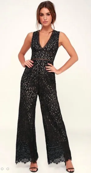 Lulus Black Lace Jumpsuit thumbnail 1