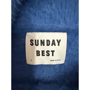 Sunday Best Aritzia Womens Blue Fuzzy Eyelash Knit V-Neck Sweater Small Pullover thumbnail 2