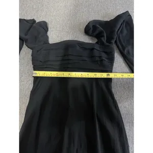 Abercrombie Women's Black Sheer Chiffon Pleated Long Sleeve Maxi Dress Size ST thumbnail 10