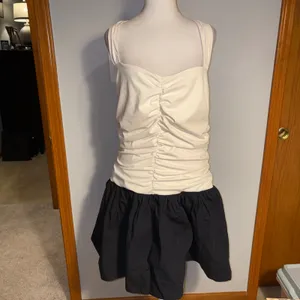 Maeve‎ Anthropologie black cream Halter mini Dress Size XL thumbnail 3