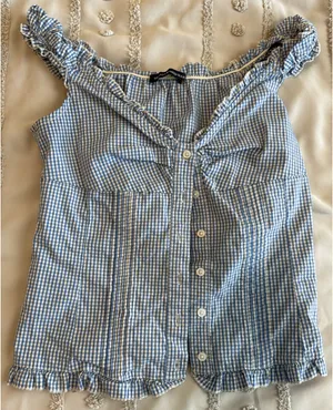 Brandy Melville Blue Gingham Top thumbnail 2