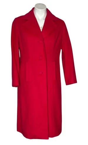 PETER PAN Tailors Red Coat Midi Lined Handmade Womens Small VINTAGE Hong Kong thumbnail 1