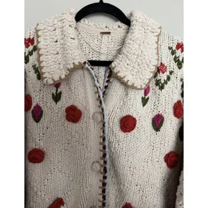Free people Rosebud Cardigan Ivory Combo Women's Size Medium/Large thumbnail 3