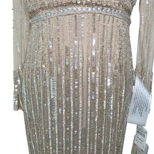 Mac Duggal Rose Gold Sequin Beaded Illusion Trumpet Gown Size 8 NWT FLAWED thumbnail 7