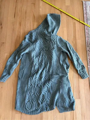 SAOL 100% Merino Wool Women's Aran Open Front Long Cardigan Sweater Irish Cable thumbnail 3