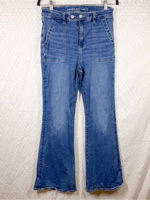 American Eagle Dark Wash Super High Rise Flare Jeans thumbnail 2