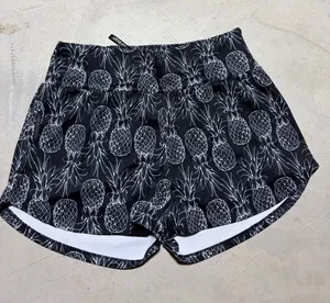Love fitness Women's Black Pineapple Print Athletic Shorts medium thumbnail 1