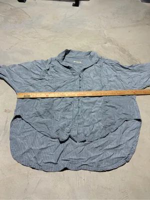 Free people we the free Light Blue Striped Button-Up Shirt x large thumbnail 9