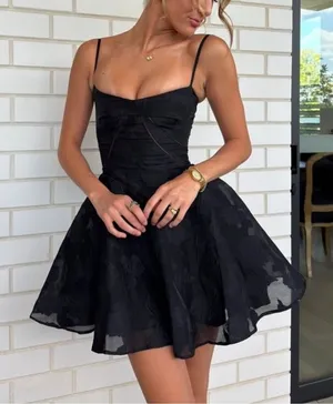 House of CB Serenita Black Floral Lace Back Mini Dress XL thumbnail 1